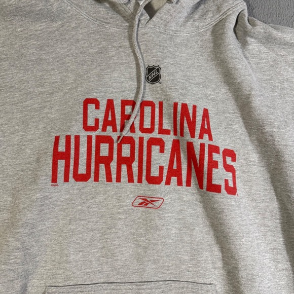 Vintage Y2K Carolina Hurricanes NHL Hockey Reebok Gray Hoodie Sweatshirt Mens XL - Picture 2 of 7